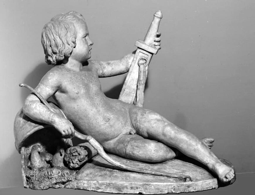 Den triumferende Amor med Mars's våben (Торжествующий Купидон с оружием Марса), 1845