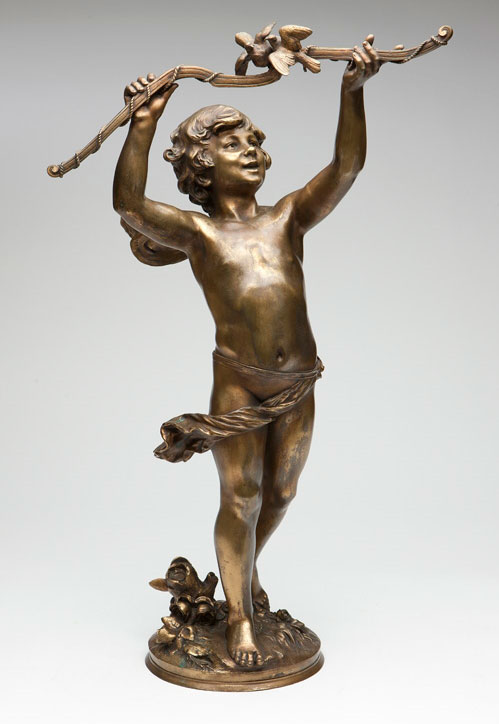 Boy holding aloft a bow surmounted by two seated doves (Мальчик, держащий в руках лук, увенчанный двумя сидящими голубями)