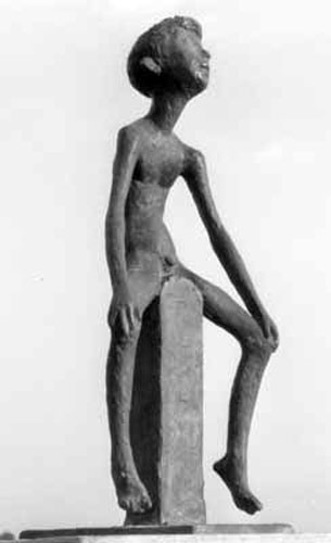 Junge auf Meilenstein (Мальчик на дорожном столбике), 1957