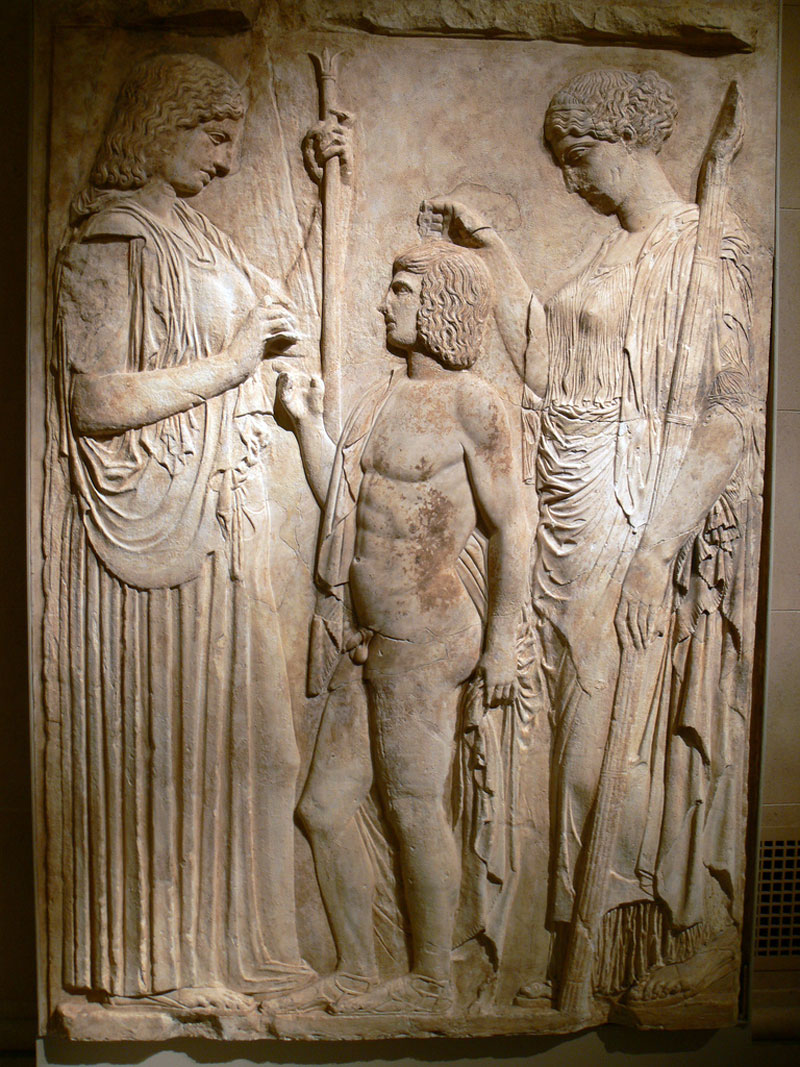 Great Eleusinian Relief (Большой Элевсинский рельеф), 27 B.C.-14 A.D. detail