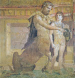 Sculpture Roman Empire (Pompeii) - Chiron instructs young Achilles (Хирон обучает Ахилла игре на лире), fresco