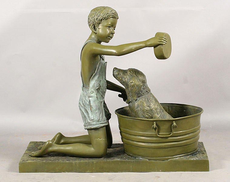 Boy bathing a dog (Мальчик, купающий пса)