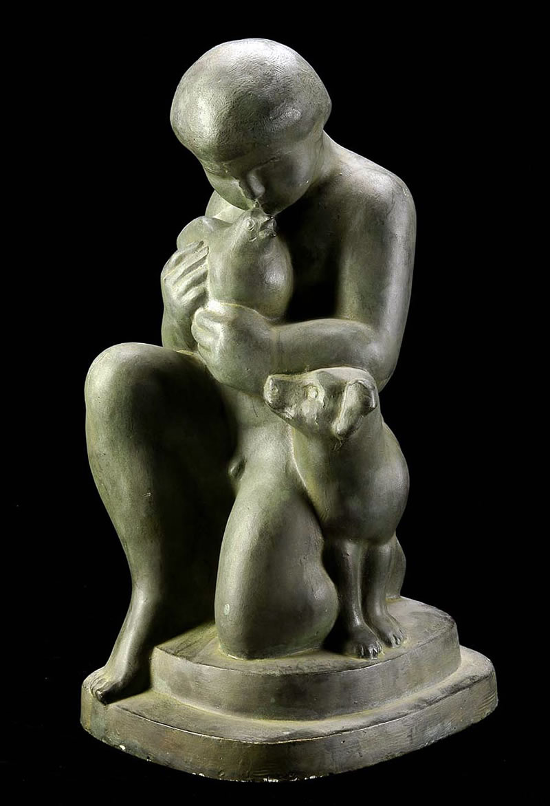 Kneeling Boy with Bird and Dog (Коленопреклонённый мальчик с птицей и собакой), c.1935