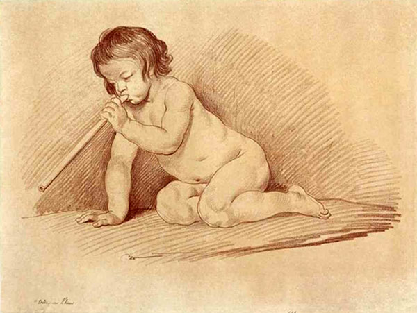 A kneeling putto blowing a pipe (Коленопреклонённый путто, дующий в трубку)